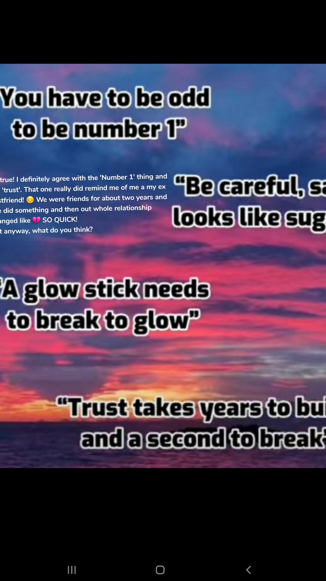 So true! I definitely agree with the 'Number 1' thing and the 'trust'. That one really did remind me of me a my ex bestfriend! 😔 We were friends for about two years and she did something and then out whole relationship changed like 💔 SO QUICK!
But anyway, what do you think?